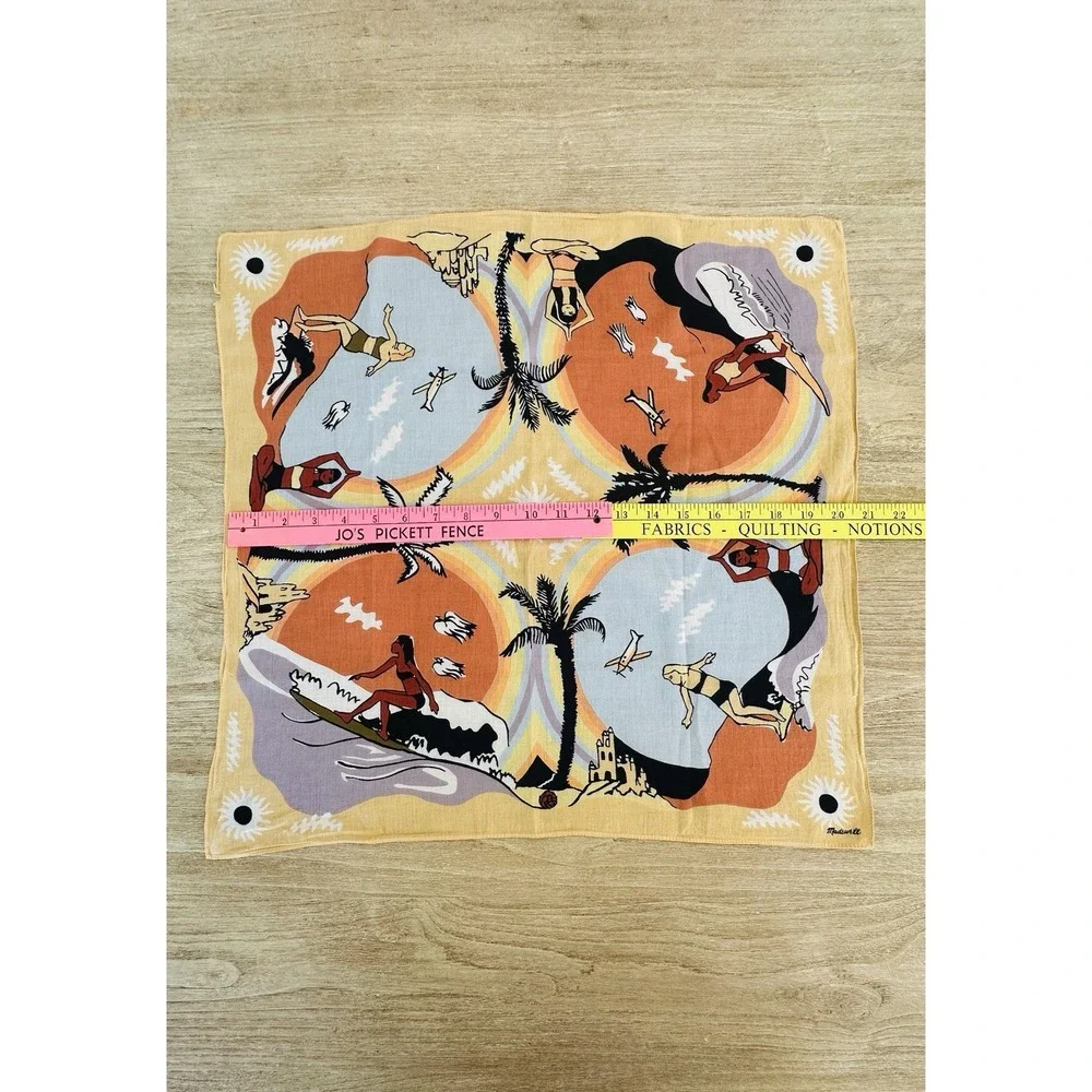Madewell Cotton Bandana Square Scarf In Autumn Gold Multi Surfing
